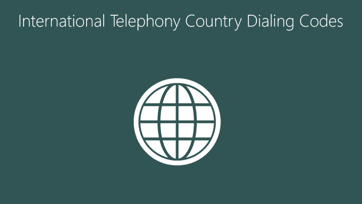 International Telephony Country Dialing Codes